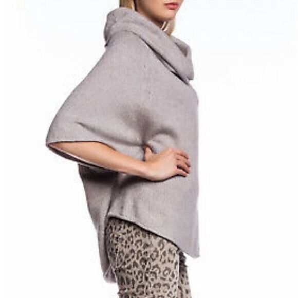 JOIE Wool Cashmere Oversized Cowl Neck Poncho Sweater Grey XS - Picture 5 of 13